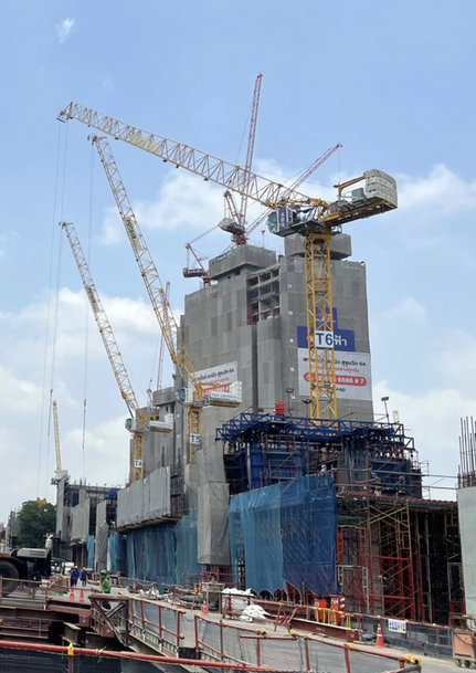 Manitowoc Large fleet of Potain luffing jib cranes selected for innovative skyscraper in Bangkok